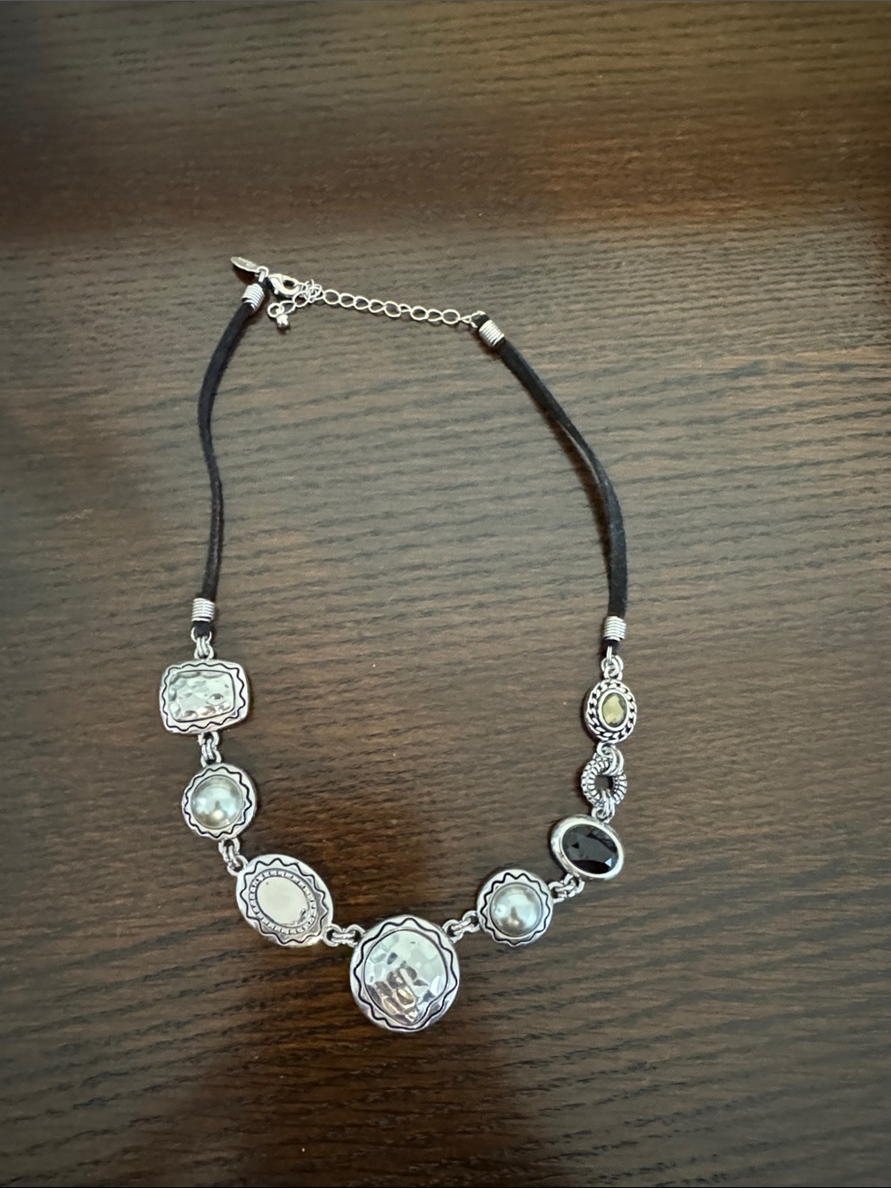 Lia Sophia Silver-Tone Necklace with Black and White Accents